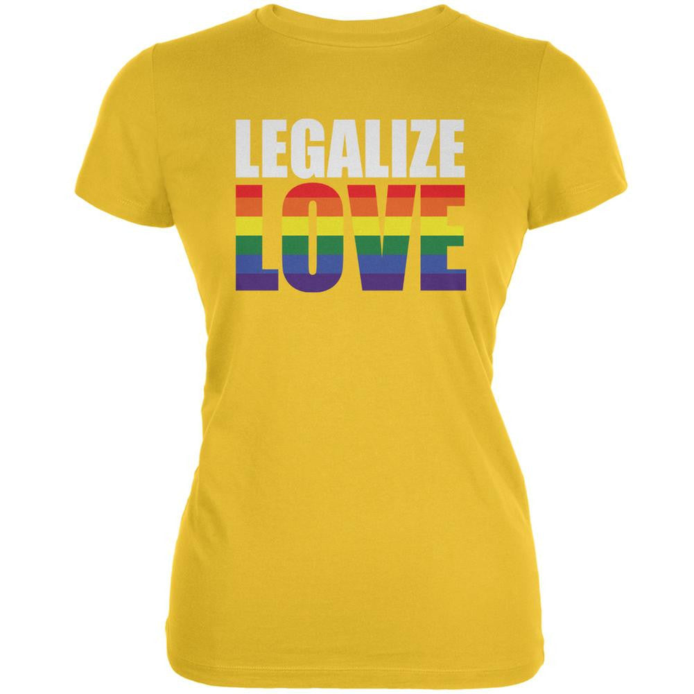 LGBT Legalize Love Rainbow Bright Yellow Juniors Soft T-Shirt Juniors T-Shirts Old Glory 2XL Yellow 