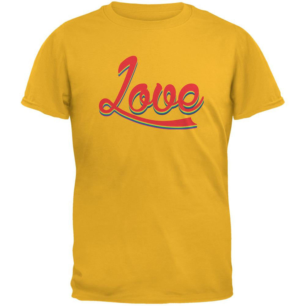 LGBT Script Love Rainbow Gold Adult T-Shirt Men's T-Shirts Old Glory 2XL Yellow 