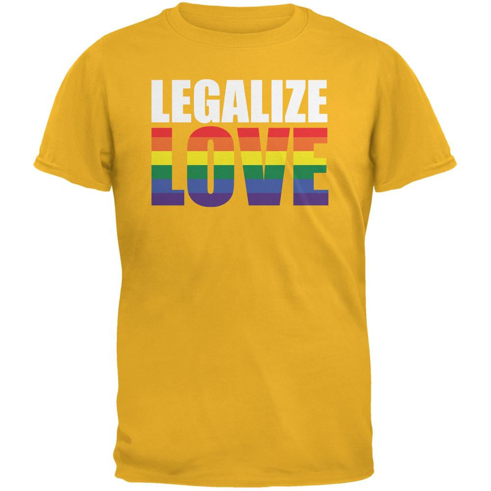 LGBT Legalize Love Rainbow Gold Adult T-Shirt Men's T-Shirts Old Glory 2XL Yellow 