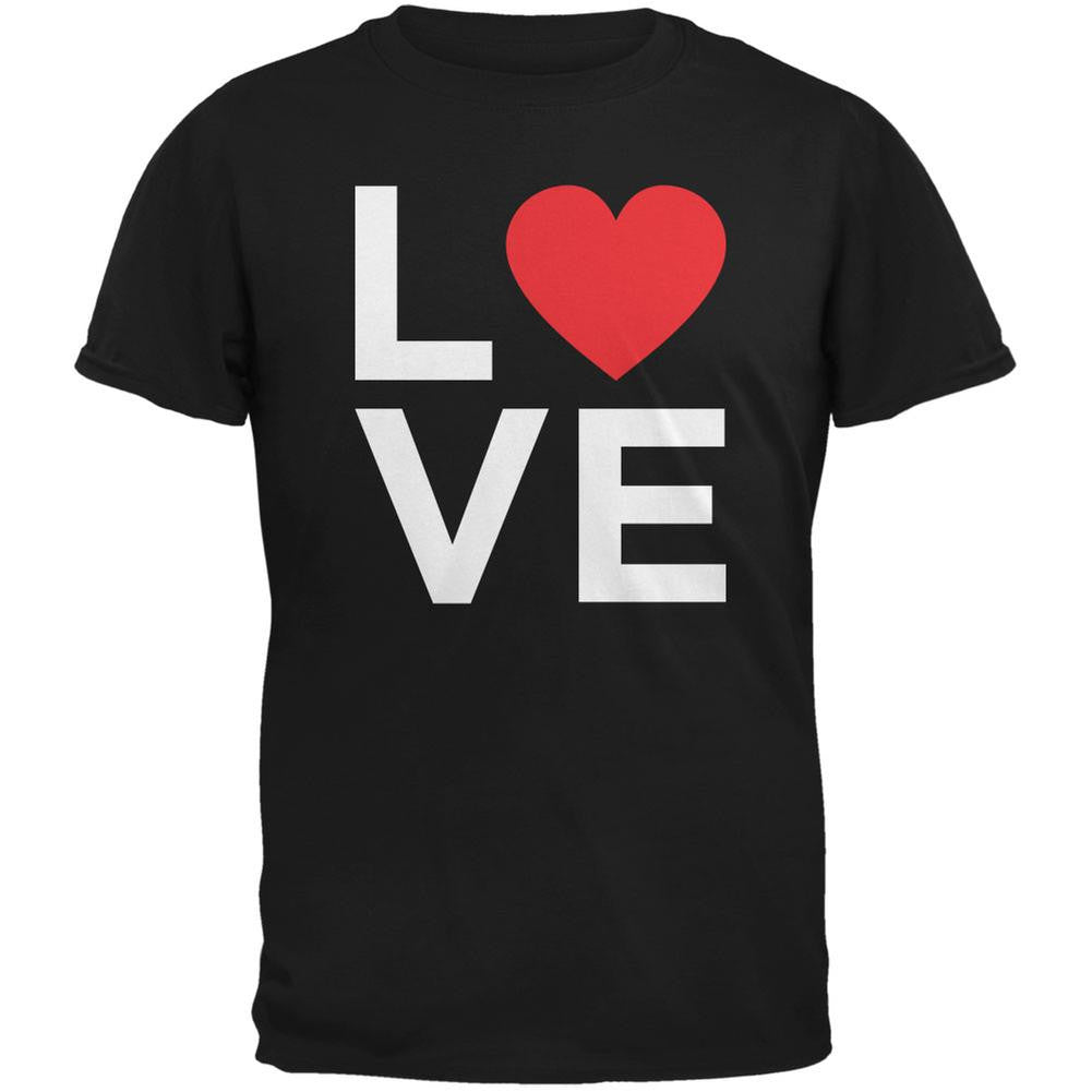 Valentine's Day Love Stacked Heart Black Adult T-Shirt Men's T-Shirts Old Glory 2XL Black 