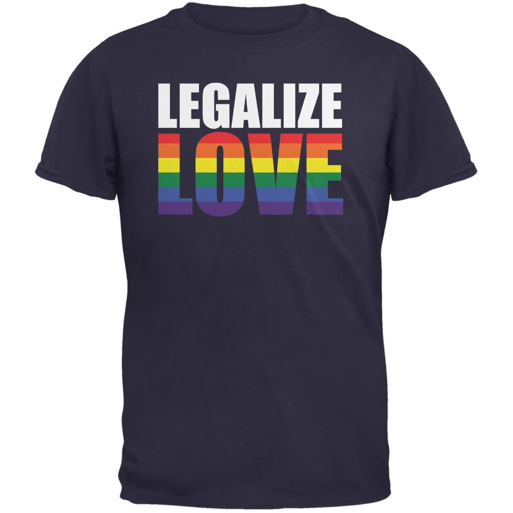 LGBT Legalize Love Rainbow Navy Adult T-Shirt Men's T-Shirts Old Glory 2XL Blue 