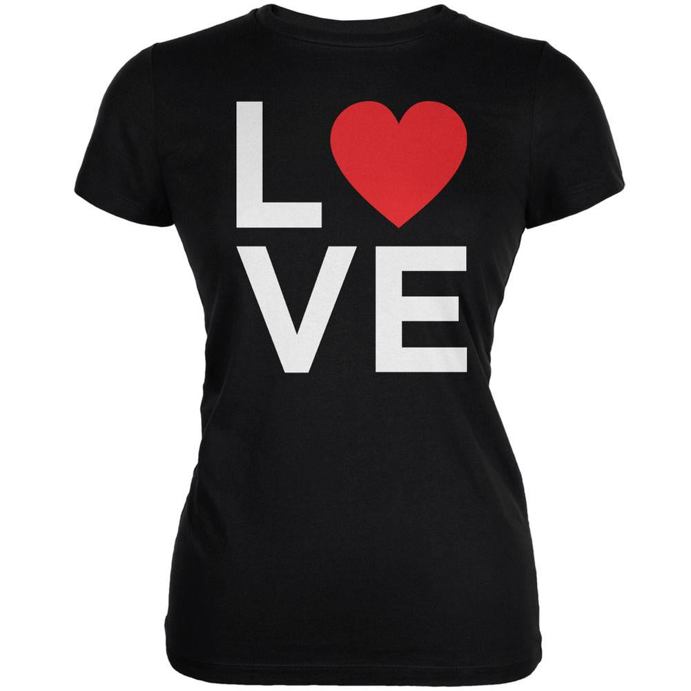 Valentine's Day Love Stacked Heart Black Juniors Soft T-Shirt Juniors T-Shirts Old Glory 2XL Black 