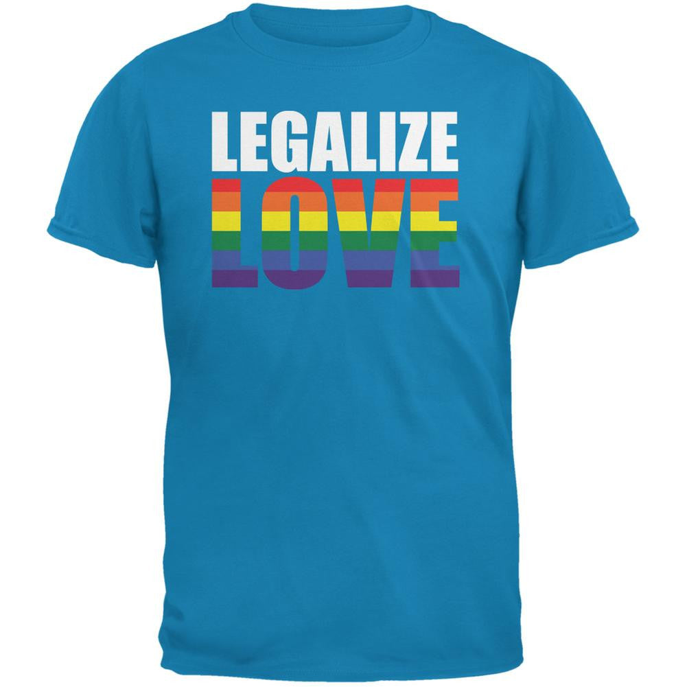 LGBT Legalize Love Rainbow Sapphire Blue Adult T-Shirt Men's T-Shirts Old Glory 2XL Blue 