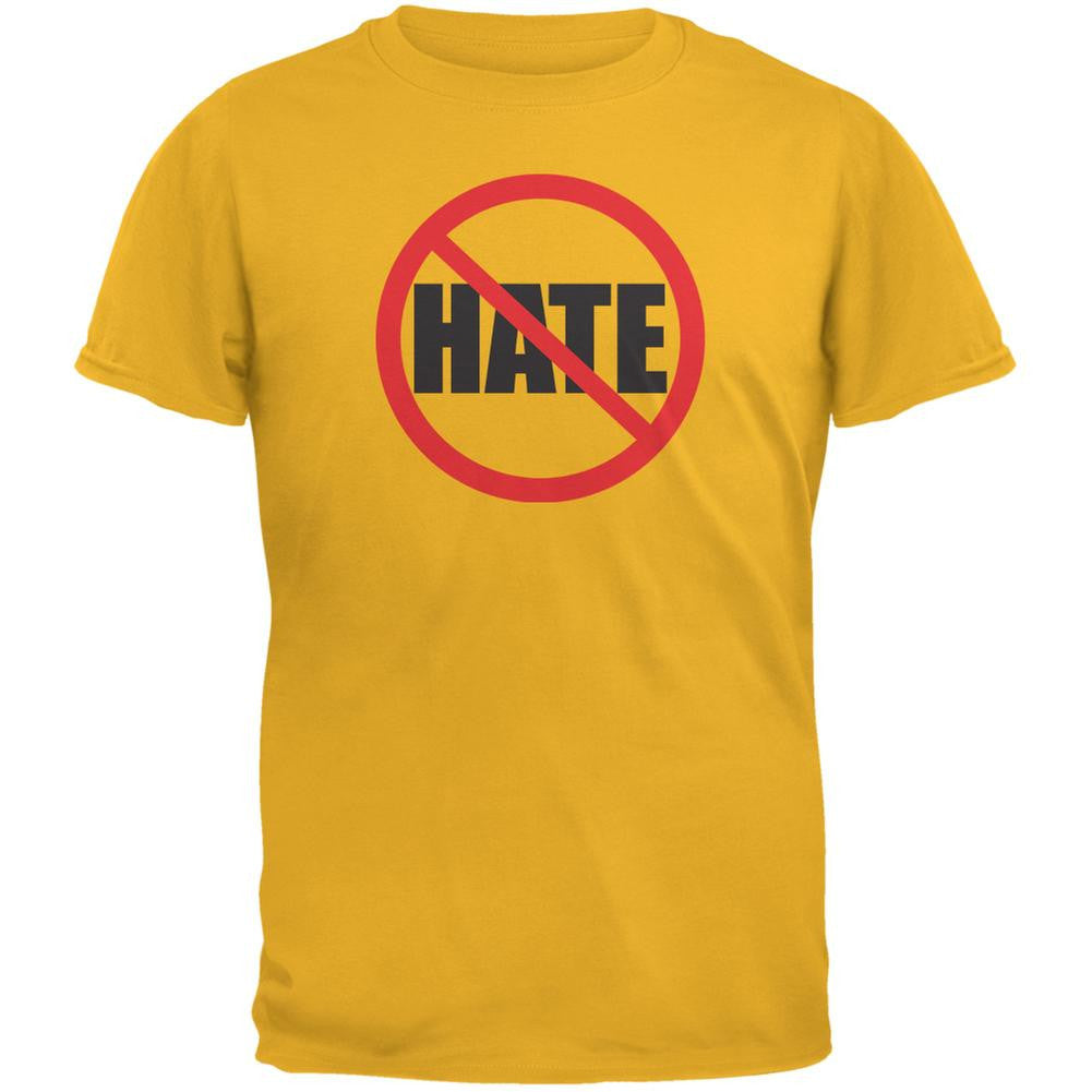 Anti Hate Gold Adult T-Shirt Men's T-Shirts Old Glory 2XL Yellow 