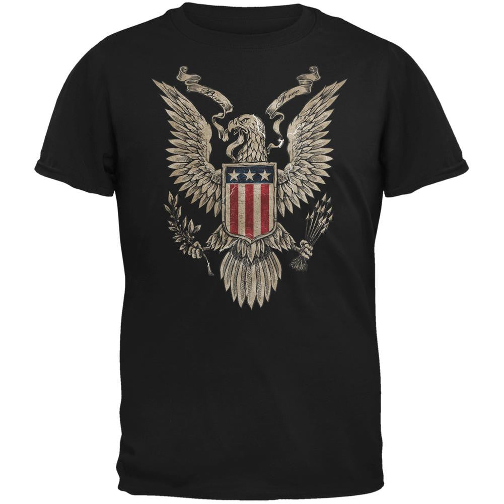 4th of July Born Free Vintage American Bald Eagle Black Adult T-Shirt Men's T-Shirts Old Glory 2XL Black 