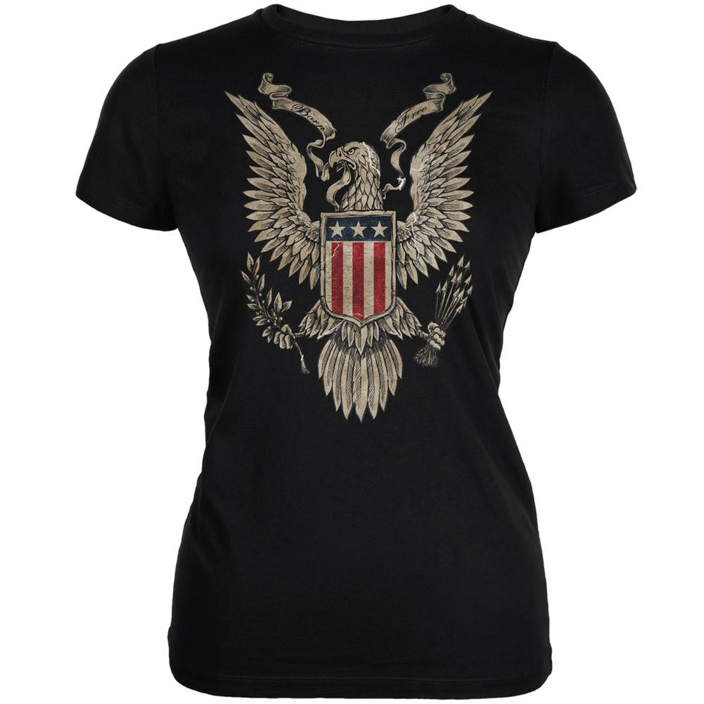 4th of July Born Free Vintage American Bald Eagle Black Juniors T-Shirt Juniors T-Shirts Old Glory 2XL Black 