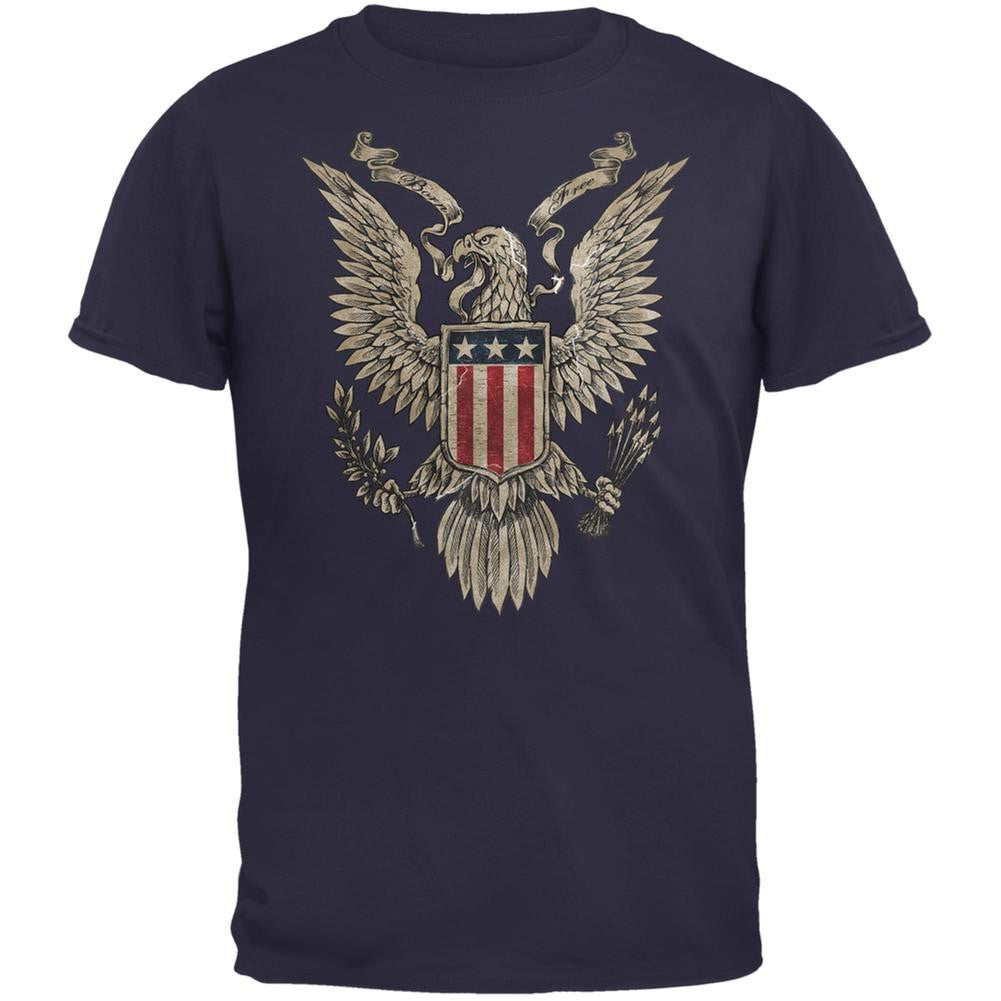 4th July Born Free Vintage American Bald Eagle Navy Adult T-Shirt Men's T-Shirts Old Glory 2XL Blue 