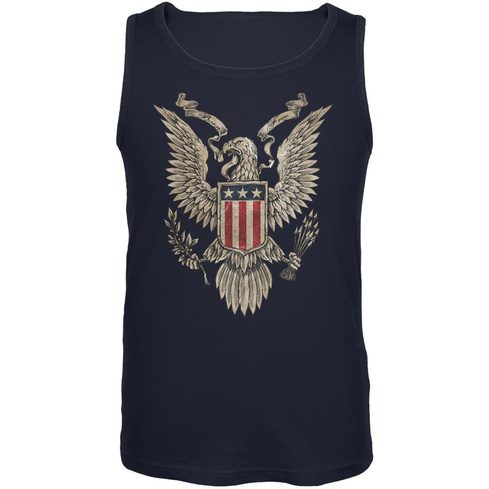 4th July Born Free Vintage American Bald Eagle Navy Adult Tank Top Men's Tank Tops Old Glory 2XL Blue 