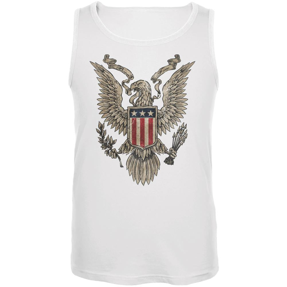 4th July Born Free Vintage American Bald Eagle White Adult Tank Top Men's Tank Tops Old Glory SM White 