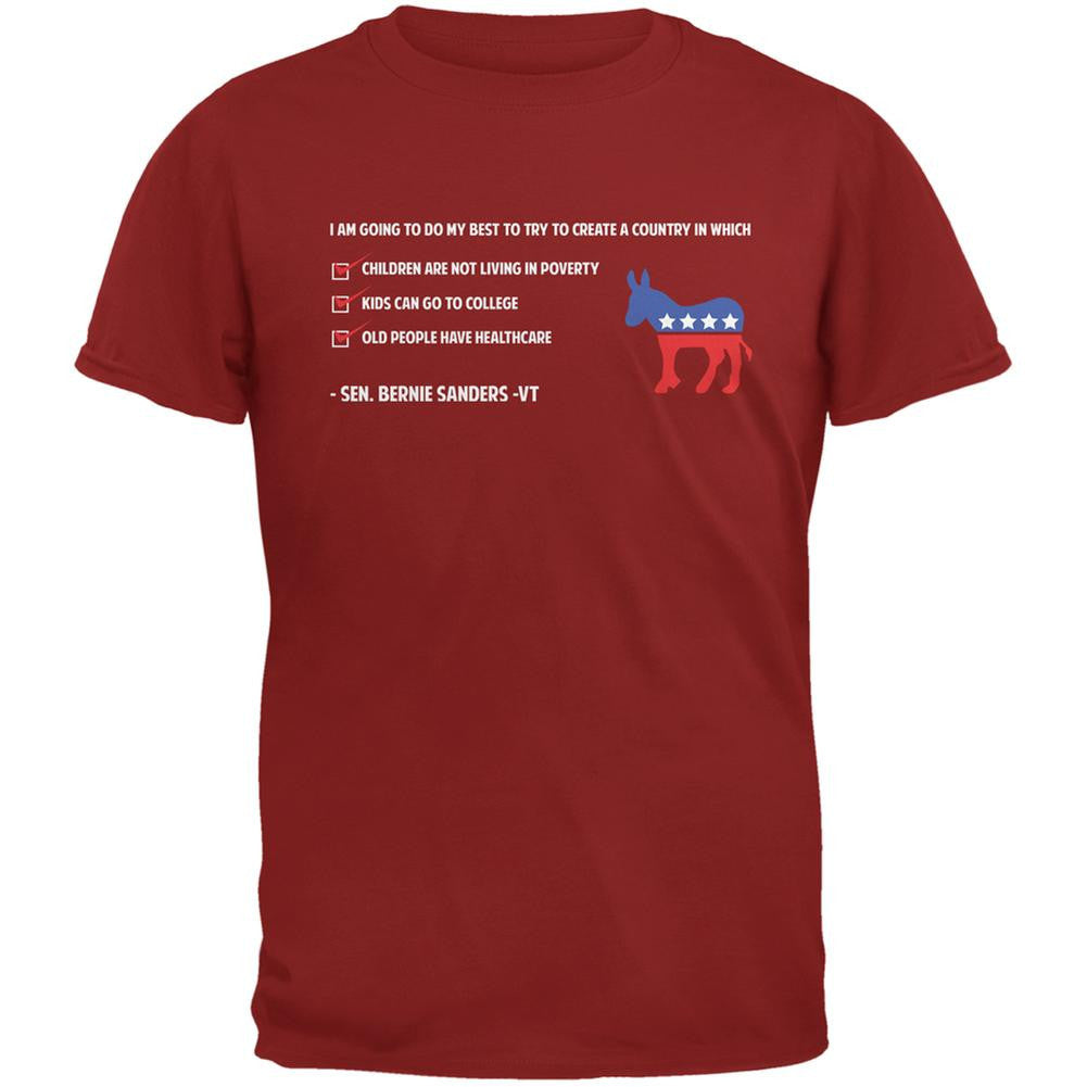 Election 2016 Bernie Sanders Create a Country Quote Red Adult T-Shirt Men's T-Shirts Old Glory 2XL Red 