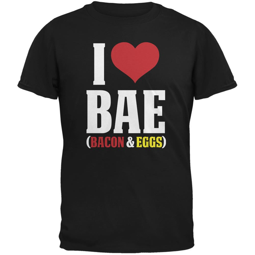 I heart Bae Bacon and Eggs Black Adult T-Shirt Men's T-Shirts Old Glory 2XL Black 