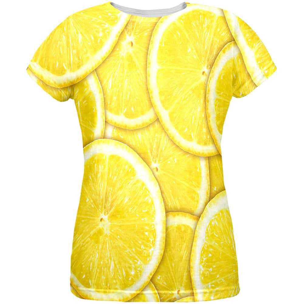 Lemon Lemons Citrus All Over Womens T-Shirt Women's T-Shirts Old Glory 2XL Yellow 