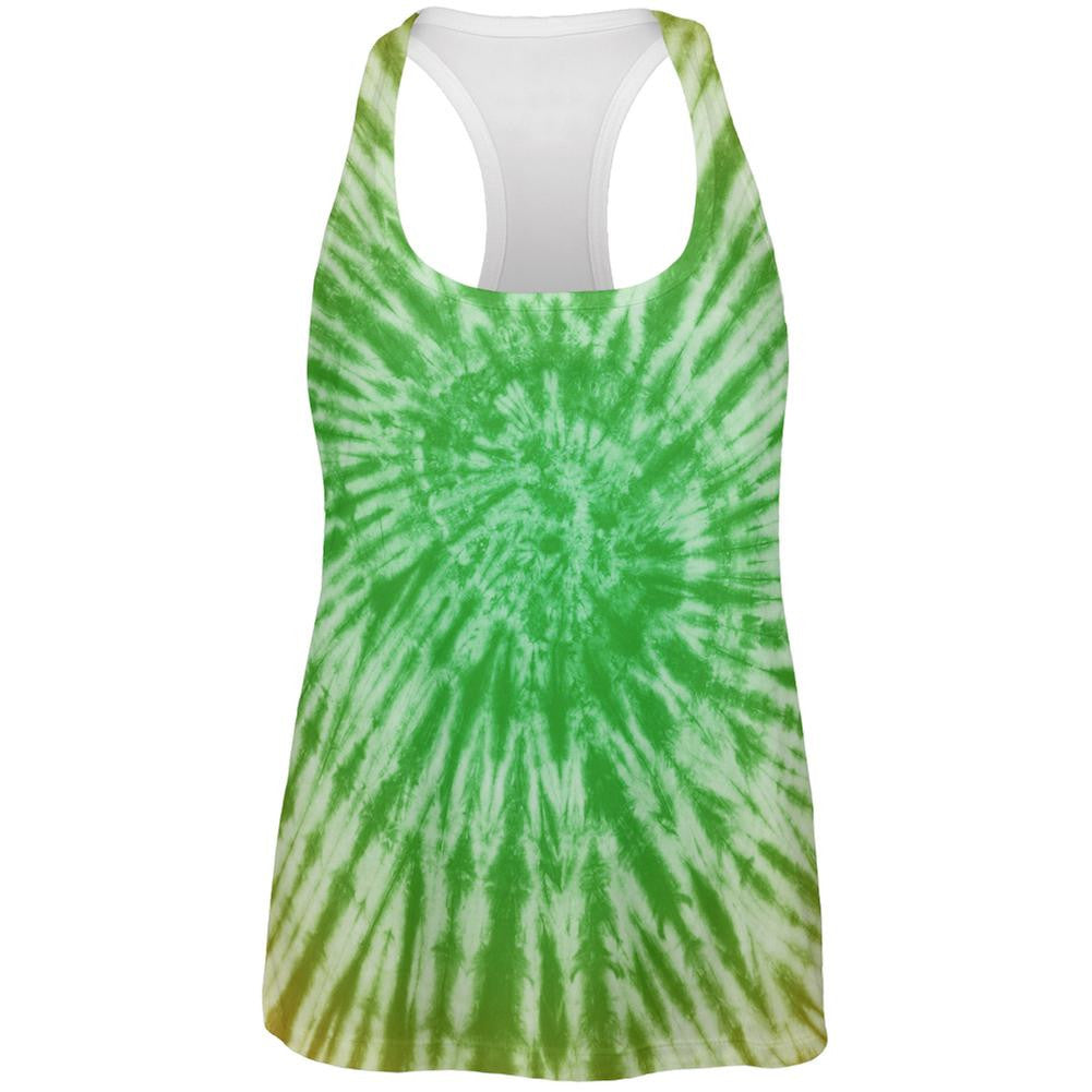 St Patrick's Day Irish Tie Dye All Over Womens Work Out Tank Top Women's Tank Tops Old Glory 2XL White 