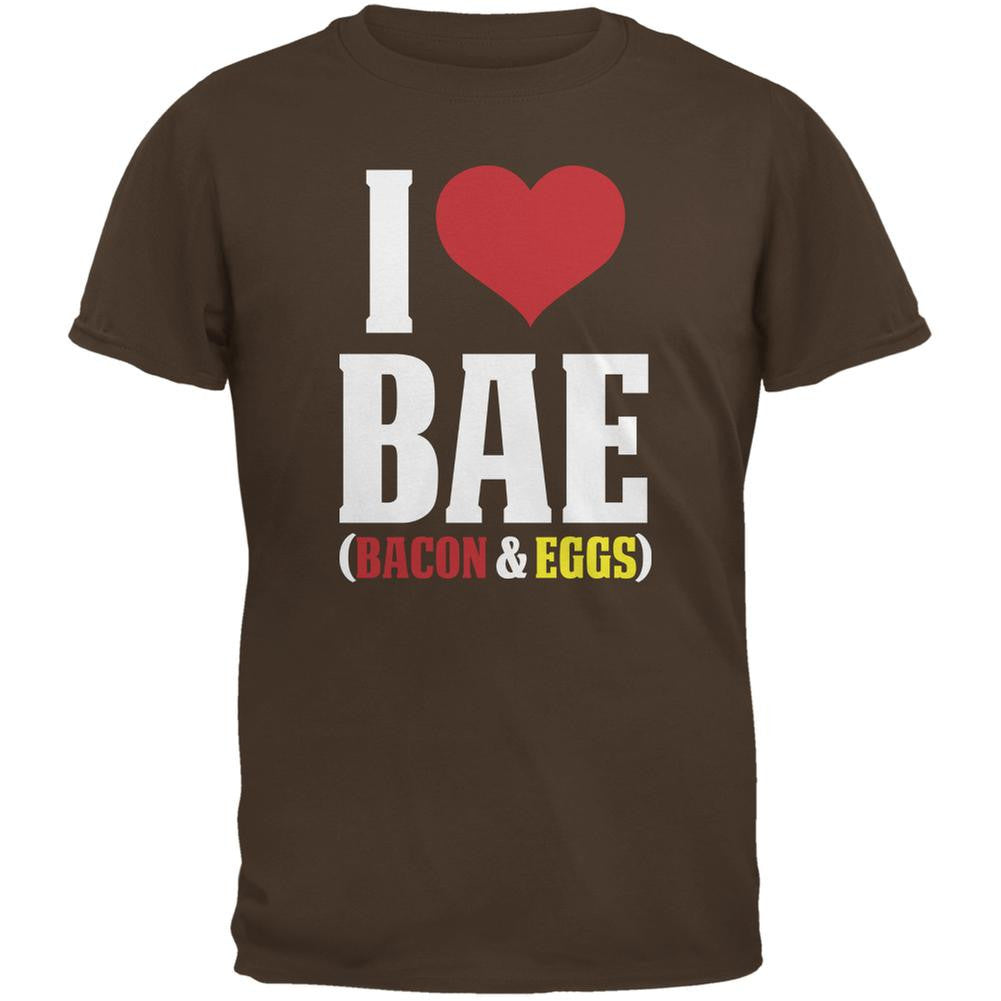 I heart Bae Bacon and Eggs Brown Adult T-Shirt Men's T-Shirts Old Glory 2XL Bronze 