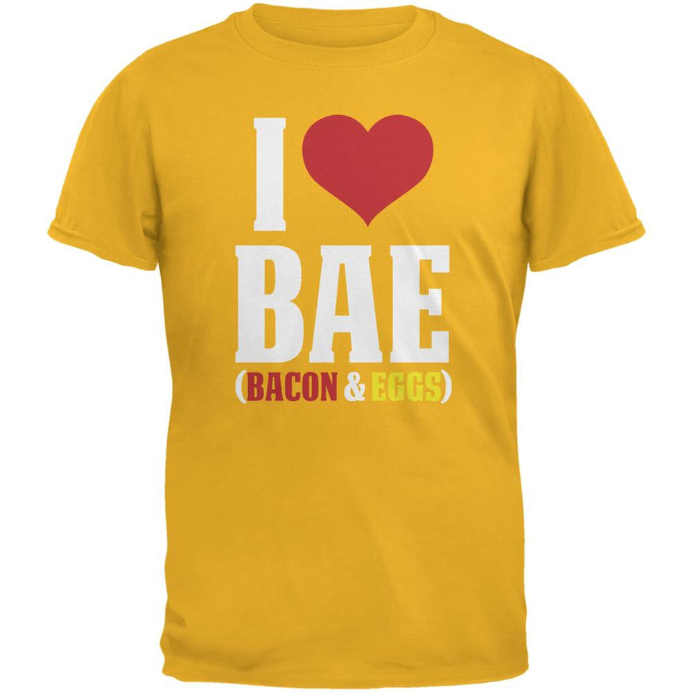 I heart Bae Bacon and Eggs Gold Adult T-Shirt Men's T-Shirts Old Glory 2XL Yellow 