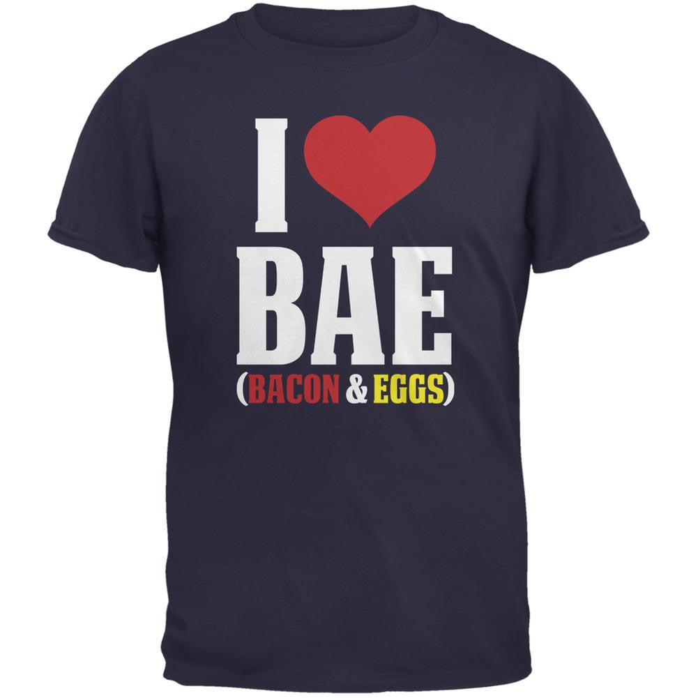 I heart Bae Bacon and Eggs Navy Adult T-Shirt Men's T-Shirts Old Glory 2XL Blue 