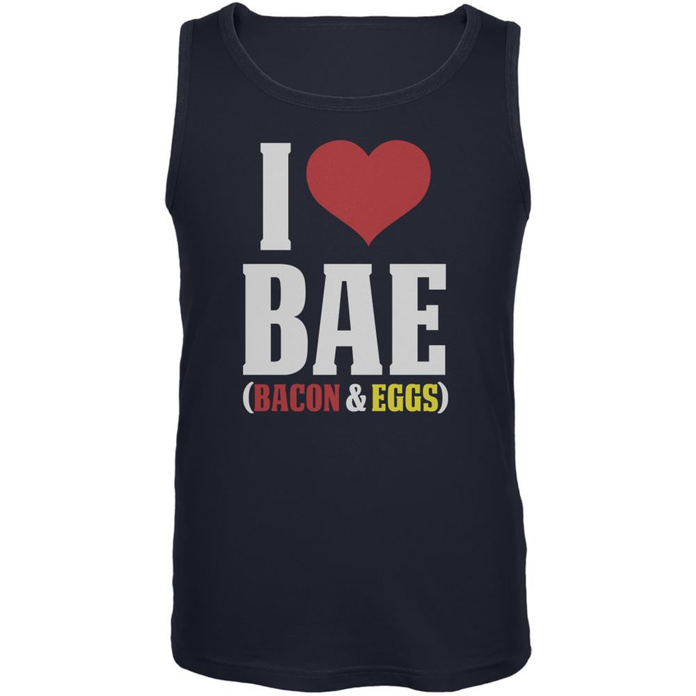 I heart Bae Bacon and Eggs Navy Adult Tank Top Men's Tank Tops Old Glory 2XL Blue 