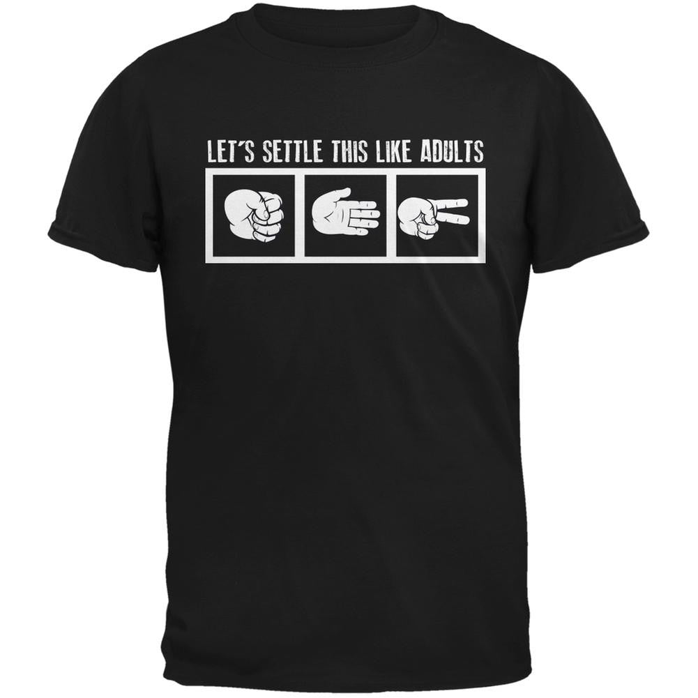 Let's Settle This Like Adults Rock Paper Scissor Black Adult T-Shirt Men's T-Shirts Old Glory 2XL Black 