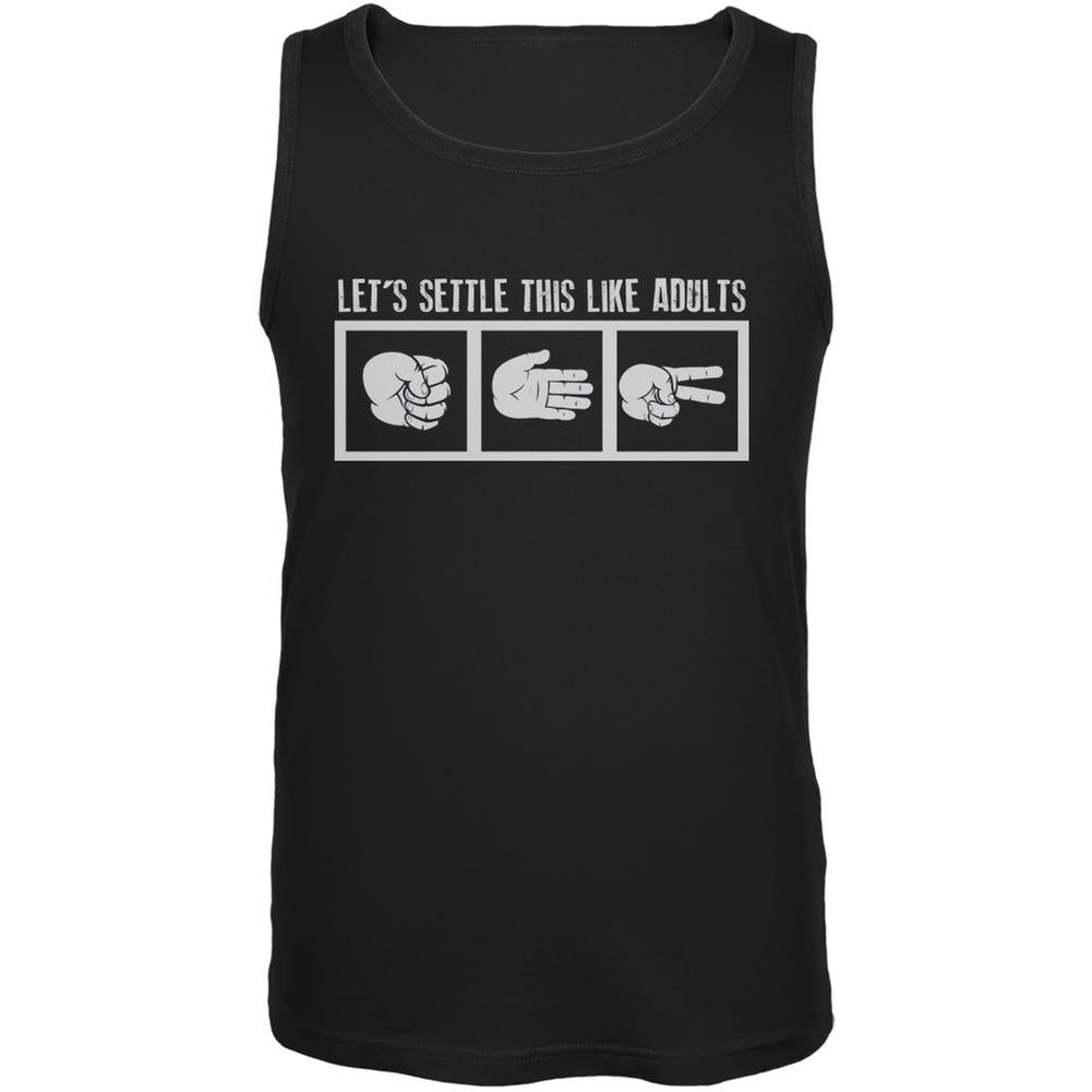 Let's Settle This Like Adults Rock Paper Scissor Black Adult Tank Top Men's Tank Tops Old Glory 2XL Black 