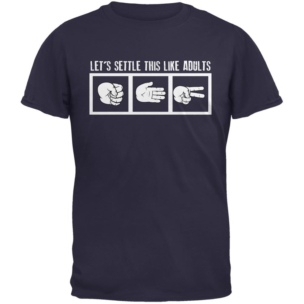 Let's Settle This Like Adults Rock Paper Scissor Navy Adult T-Shirt Men's T-Shirts Old Glory 2XL Blue 