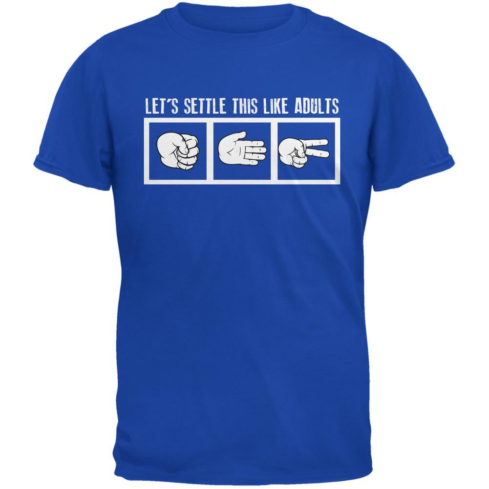 Let's Settle This Like Adults Rock Paper Scissor Royal Adult T-Shirt Men's T-Shirts Old Glory 2XL Blue 