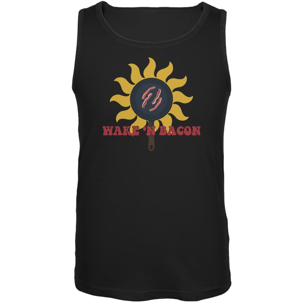 Wake 'n Bacon Black Adult Tank Top Men's Tank Tops Old Glory 2XL Black 