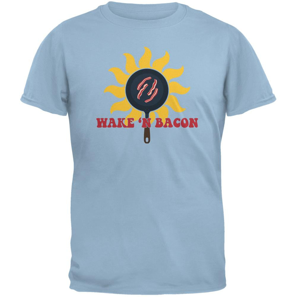 Wake 'n Bacon Light Blue Adult T-Shirt Men's T-Shirts Old Glory 2XL Blue 