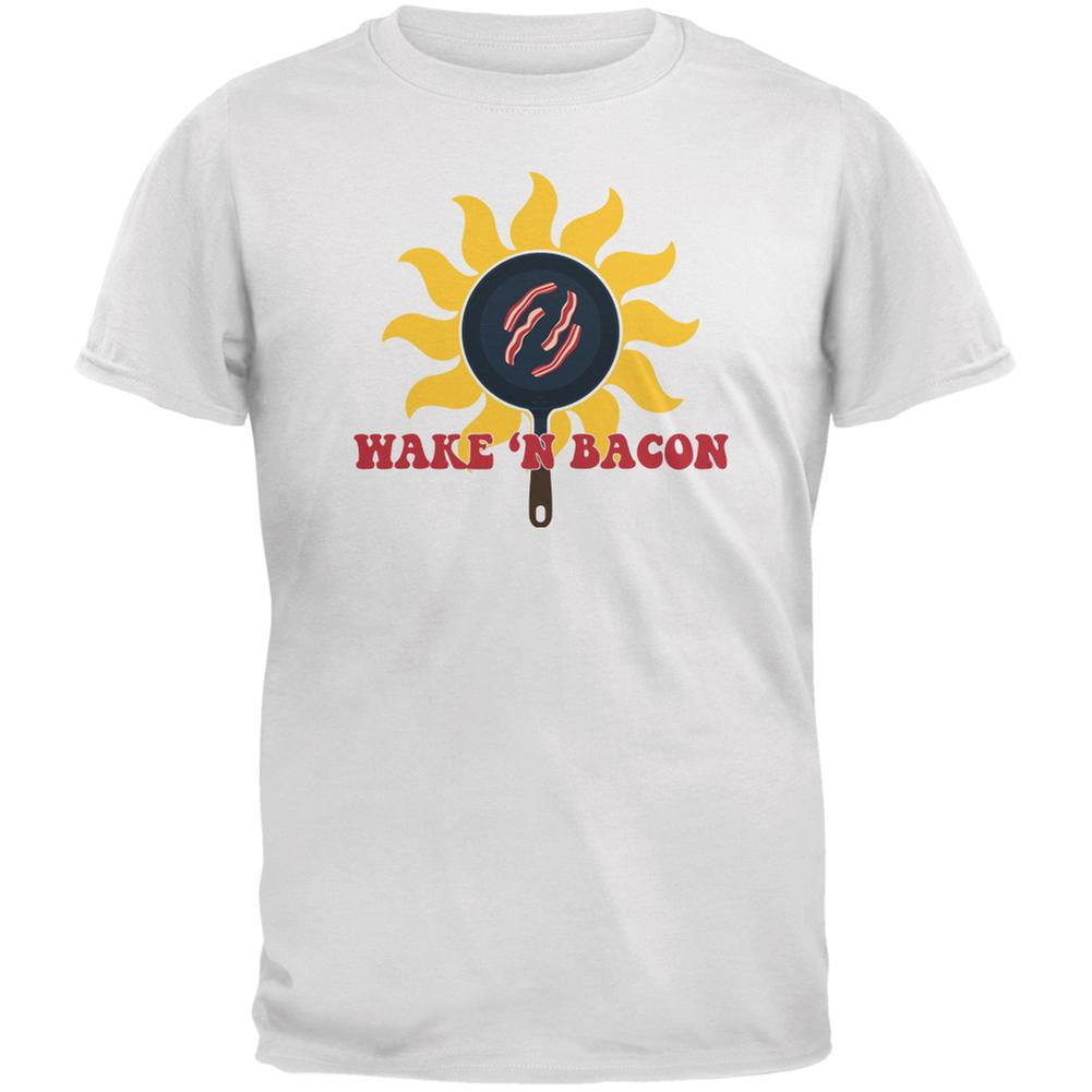 Wake 'n Bacon White Adult T-Shirt Men's T-Shirts Old Glory 2XL White 
