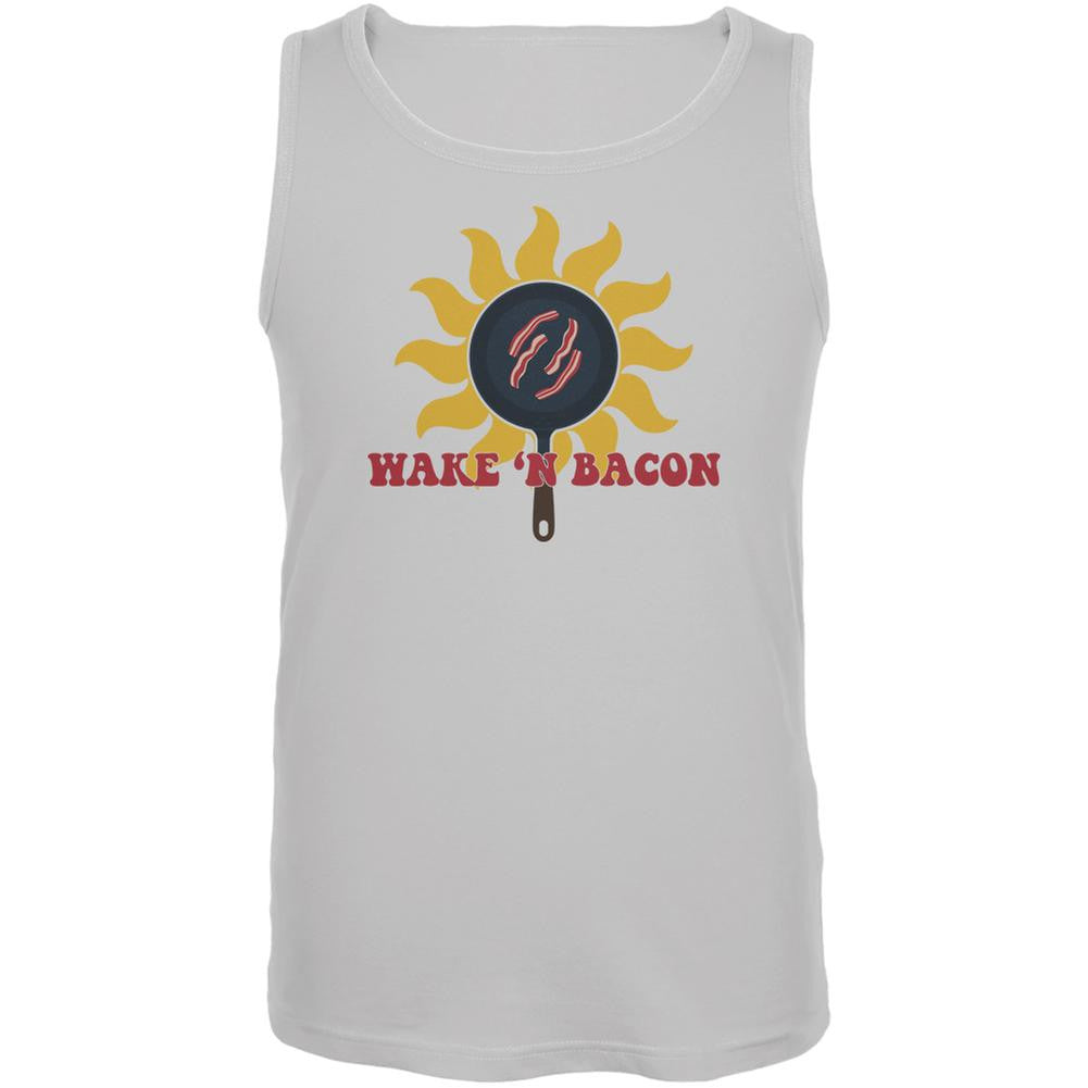 Wake 'n Bacon White Adult Tank Top Men's Tank Tops Old Glory 2XL White 