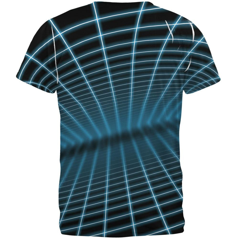 Blue Glowing Grid All Over Adult T-Shirt Men's T-Shirts Old Glory   