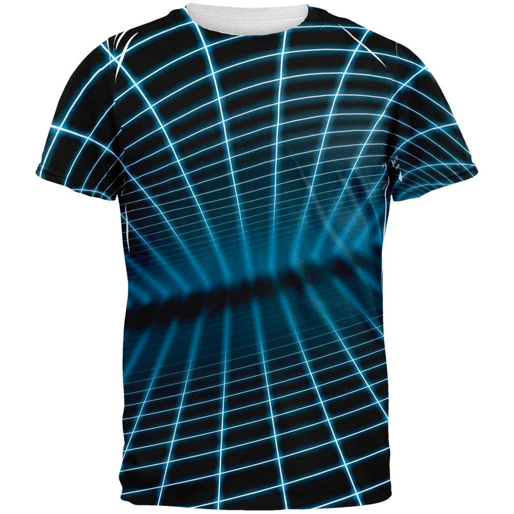 Blue Glowing Grid All Over Adult T-Shirt Men's T-Shirts Old Glory 2XL Multi 