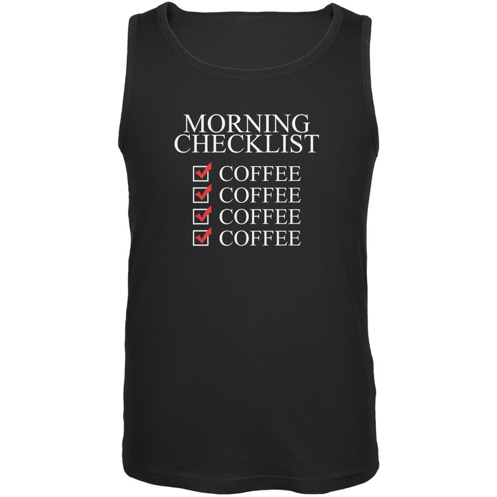 Morning Checklist Coffee Funny Black Adult Tank Top Men's Tank Tops Old Glory 2XL Black 