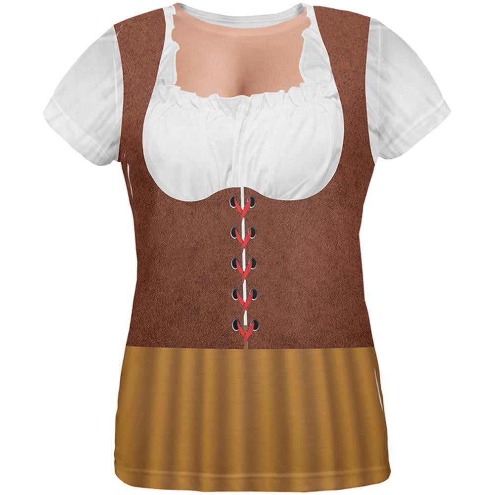 Halloween Beer Wench Peasant Oktoberfest Costume All Over Womens T-Shirt Women's T-Shirts Old Glory 2XL White 