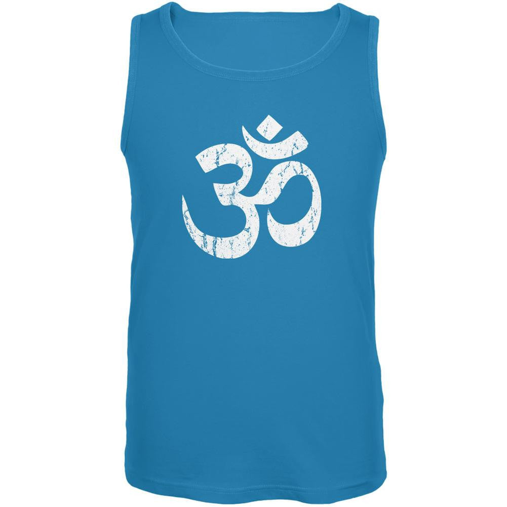 Yoga Om Turquoise Adult Tank Top Men's Tank Tops Old Glory LG Blue 