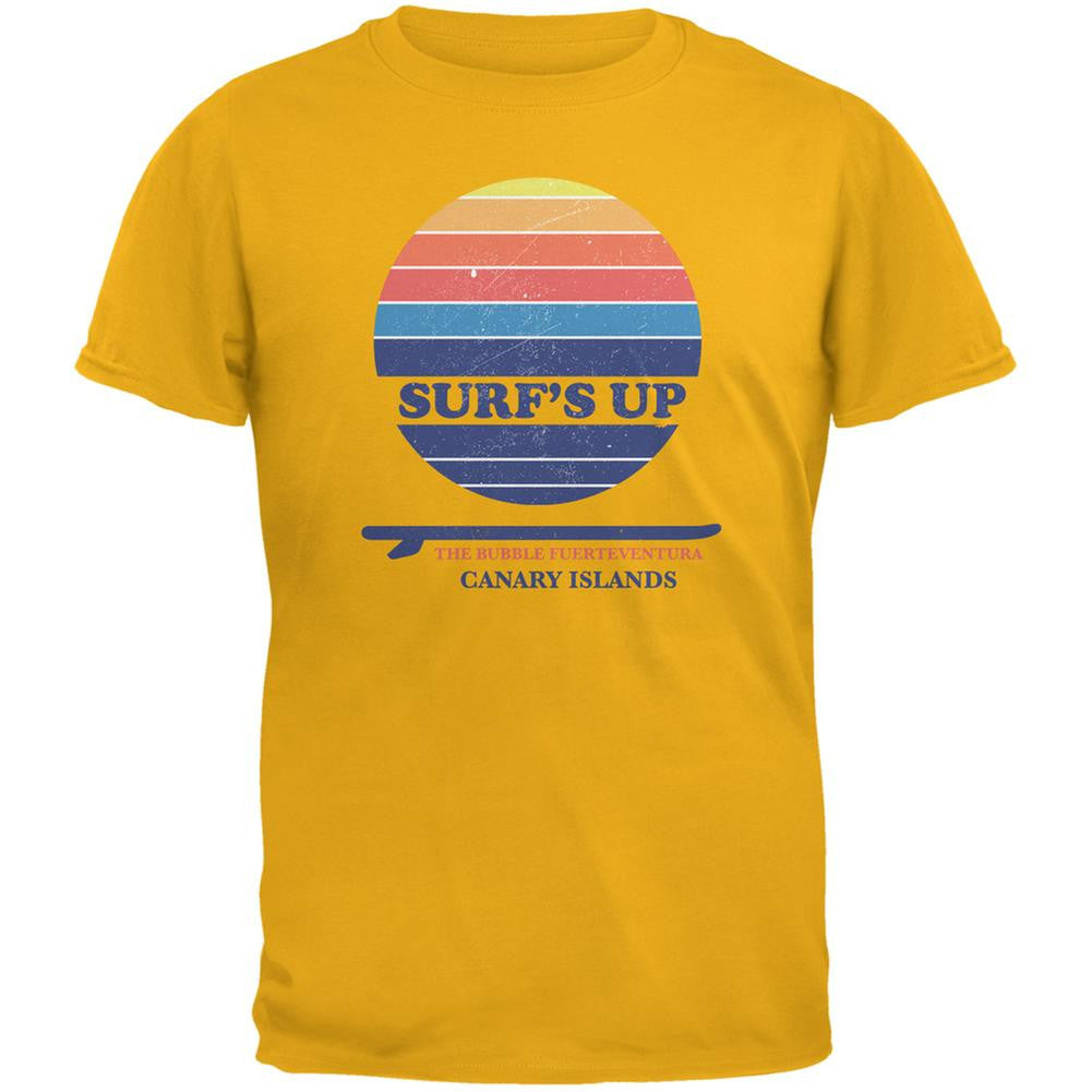 Surf's Up Canary Islands Beach Gold Adult T-Shirt Men's T-Shirts Old Glory 2XL Yellow 