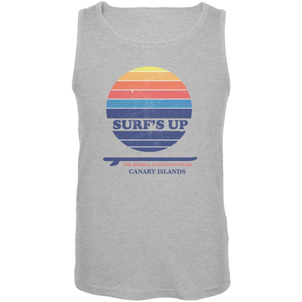 Surf's Up Canary Islands Beach Heather Grey Adult Tank Top Men's Tank Tops Old Glory 2XL Grey 