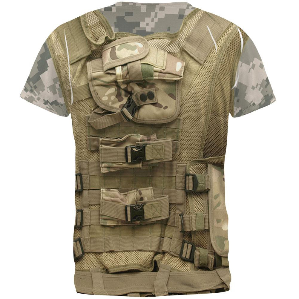 Halloween Desert Tactical Military Vest Costume All Over Adult T-Shirt Men's T-Shirts Old Glory   