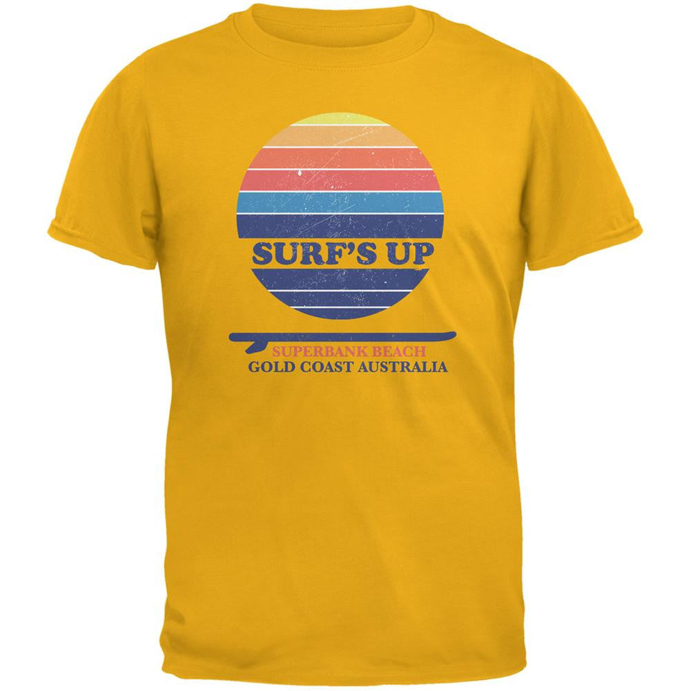 Surf's Up Superbank Beach Gold Adult T-Shirt Men's T-Shirts Old Glory 2XL Yellow 