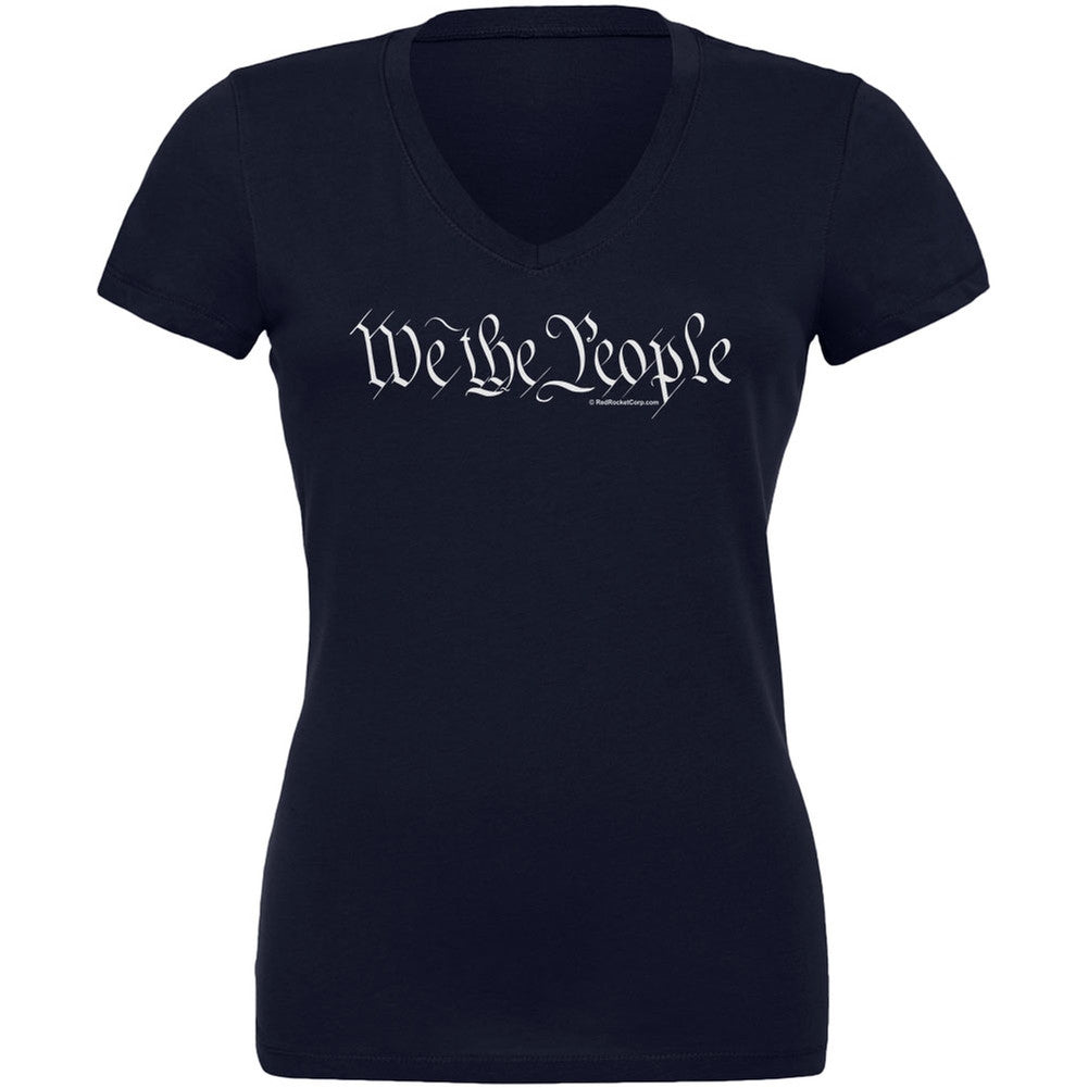 We The People Navy Juniors V-Neck T-Shirt Juniors V-Neck T-Shirts Old Glory   