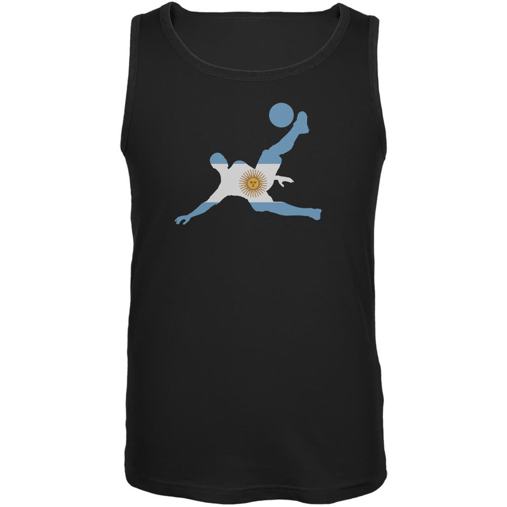 World Cup Argentina Soccer Kick Flag Silhouette Black Adult Tank Top Men's Tank Tops World Cup 2XL Black 