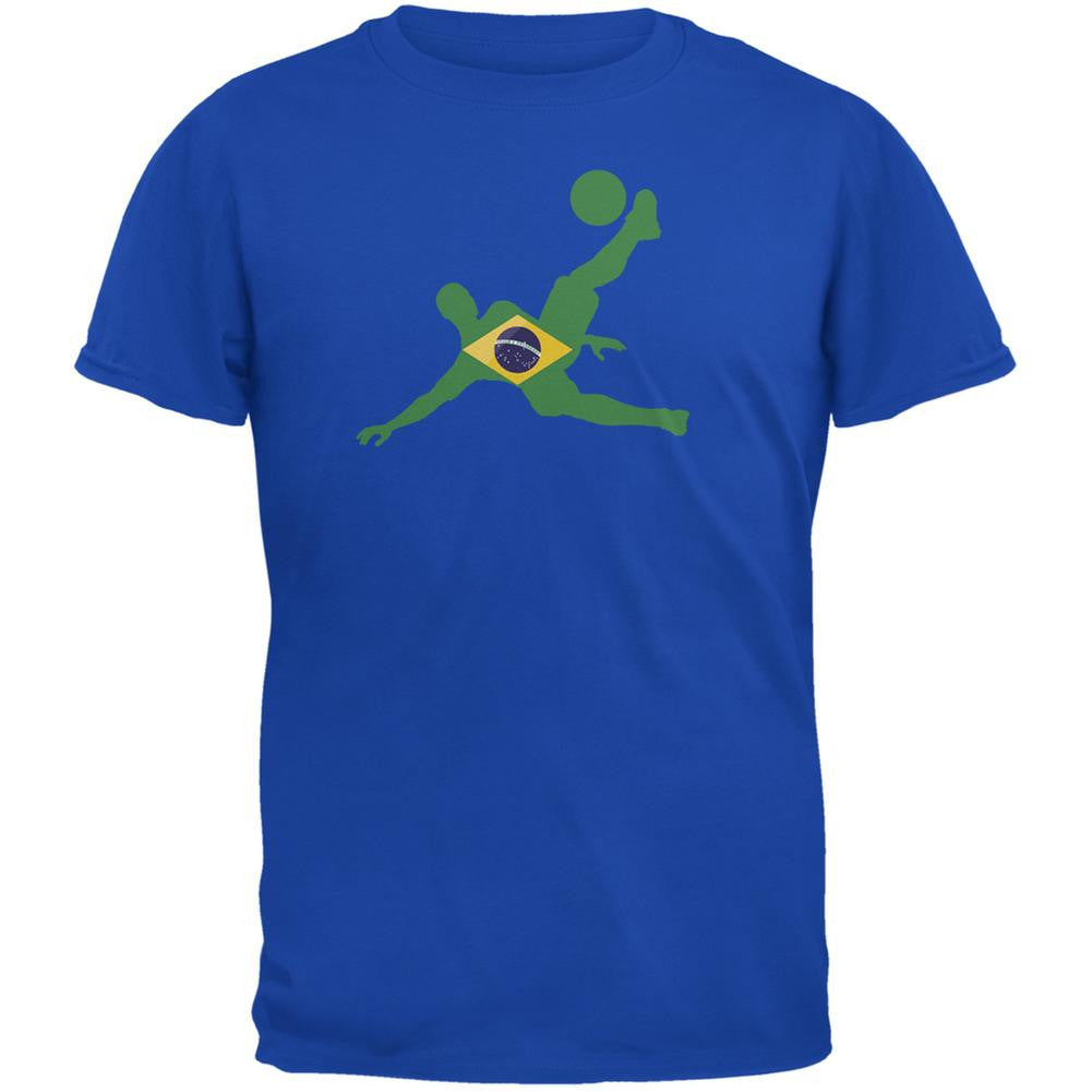 World Cup Brazil Soccer Kick Flag Silhouette Royal Adult T-Shirt Men's T-Shirts World Cup 2XL Blue 