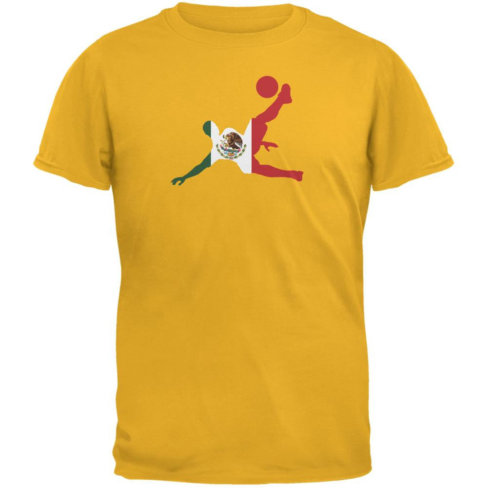 World Cup Mexico Soccer Kick Flag Silhouette Gold Adult T-Shirt Men's T-Shirts World Cup 2XL Yellow 