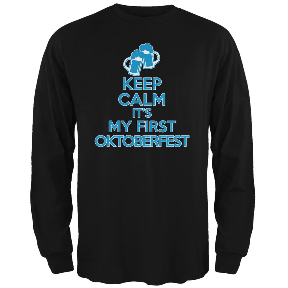 Oktoberfest Keep Calm First Funny Black Adult Long Sleeve T-Shirt Men's Long Sleeves Old Glory 2XL Black 