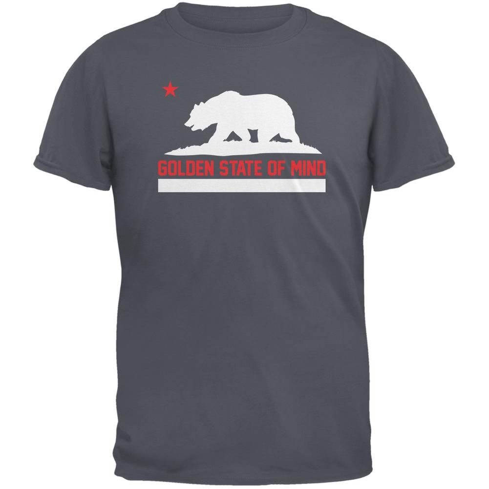 California Republic Golden State Of Mind Charcoal Grey Adult T-Shirt Men's T-Shirts Old Glory 2XL Grey 