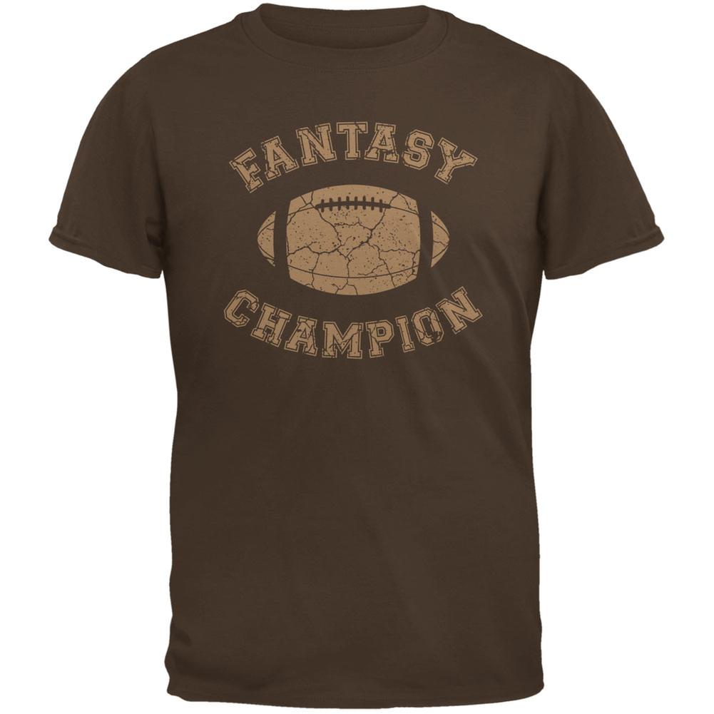 Fantasy Football Distressed Champion Brown Adult T-Shirt Men's T-Shirts Old Glory 2XL Brown 