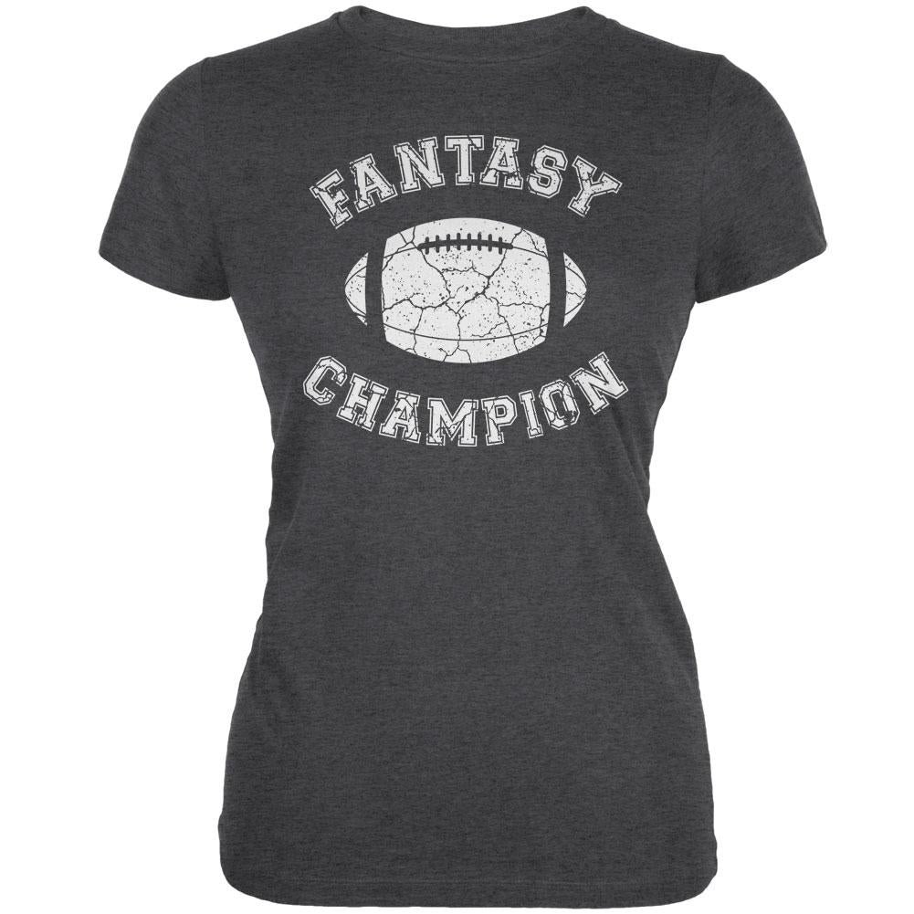 Fantasy Football Distressed Champion Dark Heather Juniors Soft T-Shirt Juniors T-Shirts Old Glory 2XL Grey 