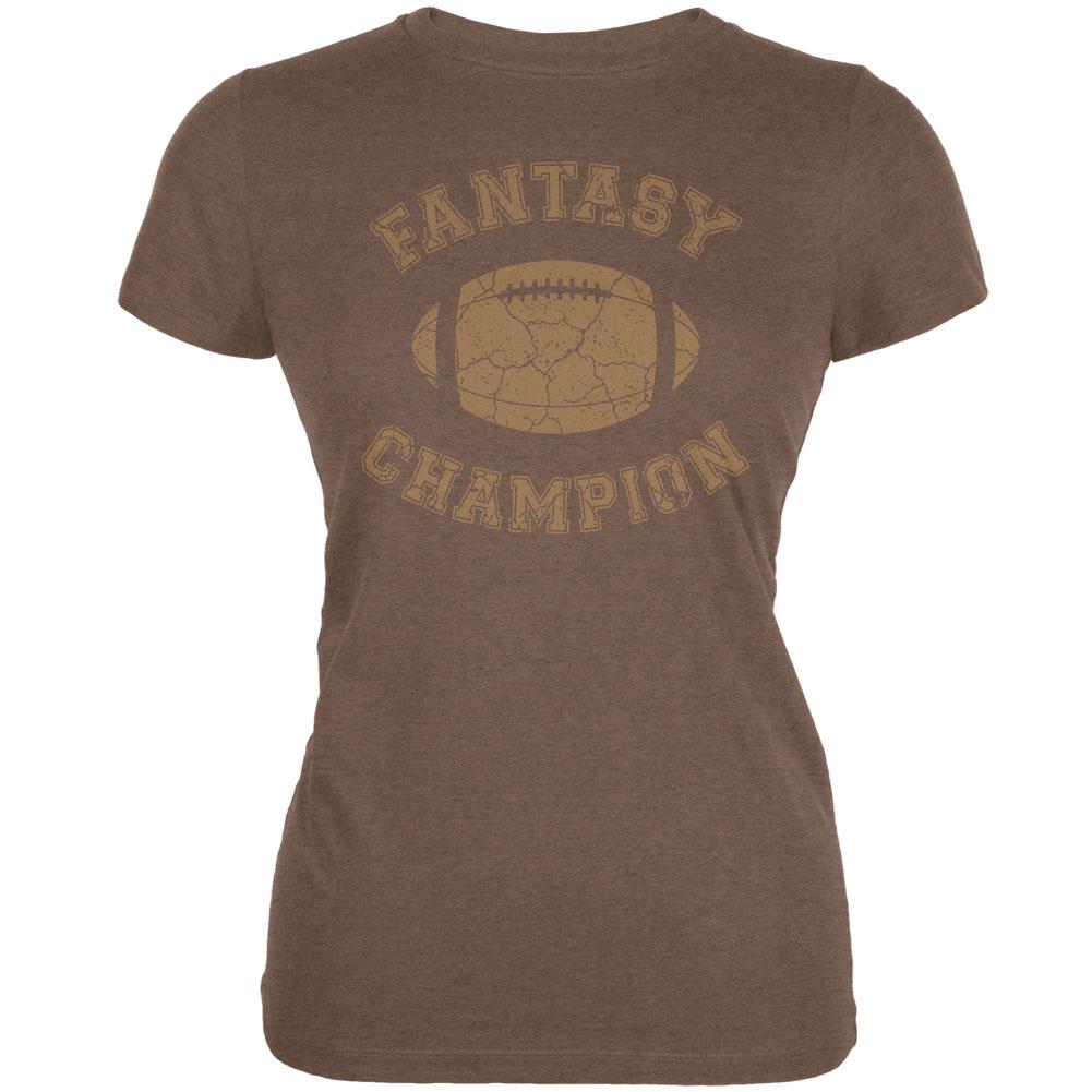 Fantasy Football Distressed Champion Heather Brown Juniors Soft T-Shirt Juniors T-Shirts Old Glory 2XL Brown 