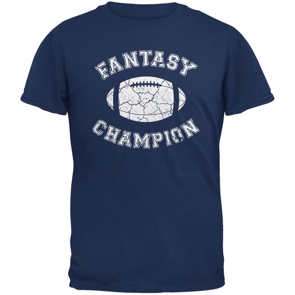 Fantasy Football Distressed Champion Metro Blue Adult T-Shirt Men's T-Shirts Old Glory 2XL Blue 