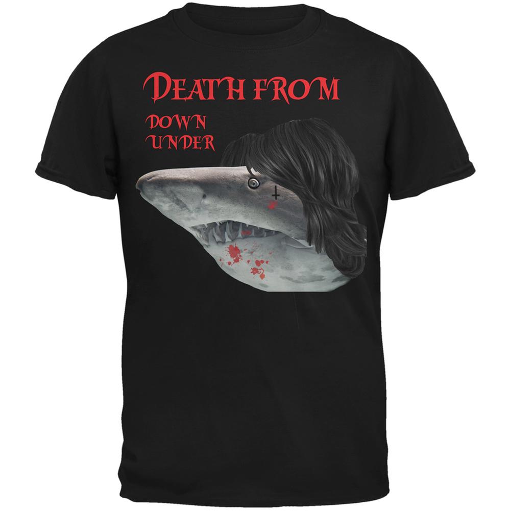 Death From Down Under Shark Black Adult T-Shirt Men's T-Shirts Old Glory 2XL Black 