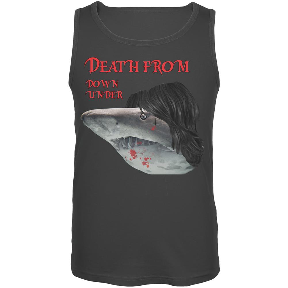 Death From Down Under Shark Charcoal Grey Adult Tank Top Men's Tank Tops Old Glory 2XL Grey 